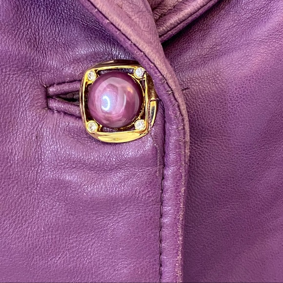 Vintage RARE BERGAMA purple leather jacket large - Picture 11 of 12